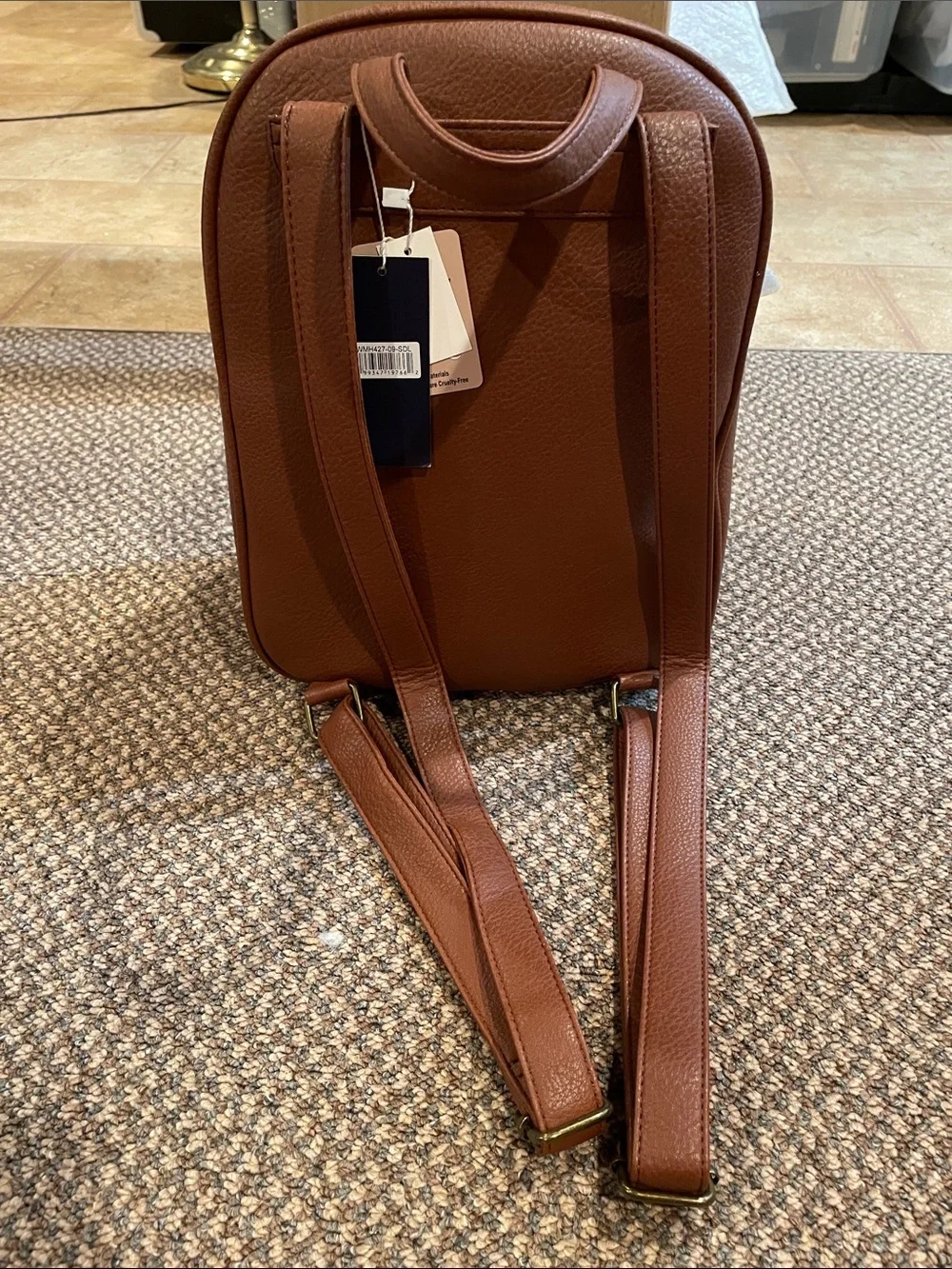 NWT Mini White Mountain Brown Leather Backpack Purse